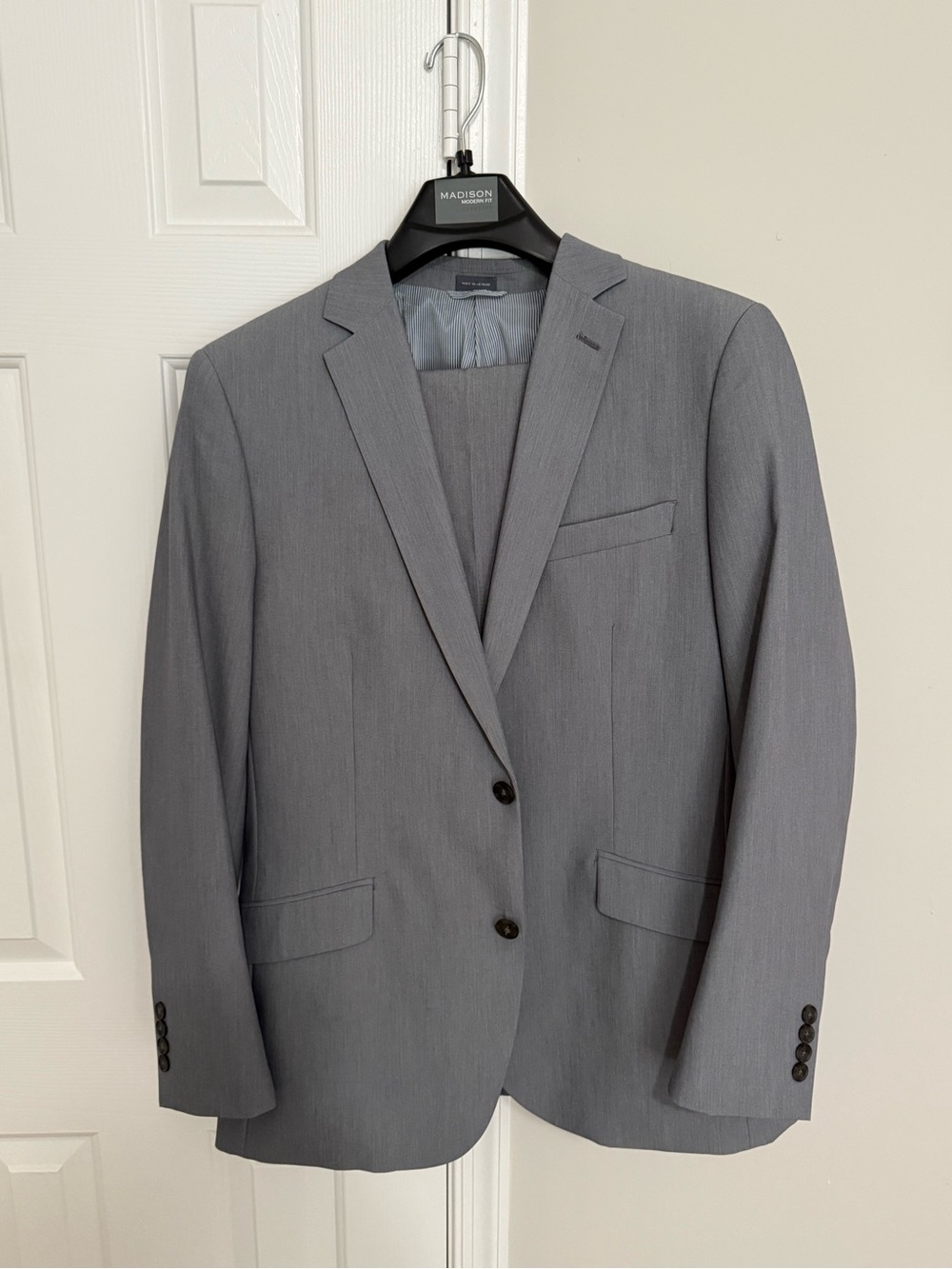 Madison Light Gray Men's Two-Button Suit Blazer